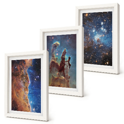 Trittico incorniciato Paesaggi spaziali con galassie e nebulose