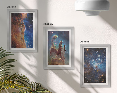 Trittico incorniciato Paesaggi spaziali con galassie e nebulose