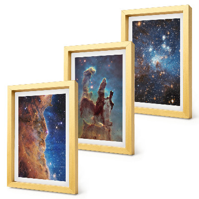 Trittico incorniciato Paesaggi spaziali con galassie e nebulose