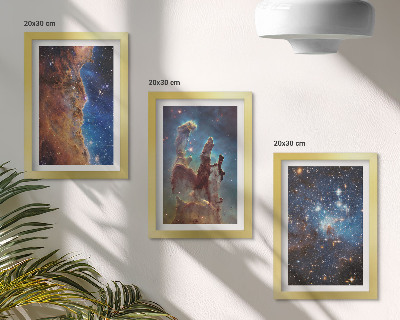 Trittico incorniciato Paesaggi spaziali con galassie e nebulose