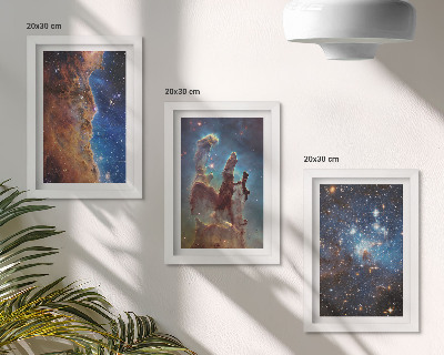 Trittico incorniciato Paesaggi spaziali con galassie e nebulose