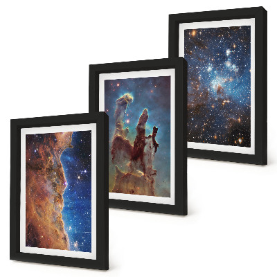 Trittico incorniciato Paesaggi spaziali con galassie e nebulose