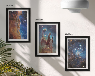 Trittico incorniciato Paesaggi spaziali con galassie e nebulose
