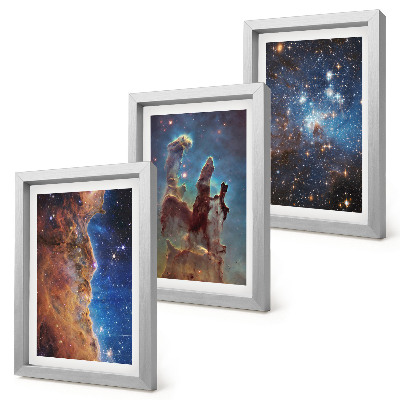 Trittico incorniciato Paesaggi spaziali con galassie e nebulose