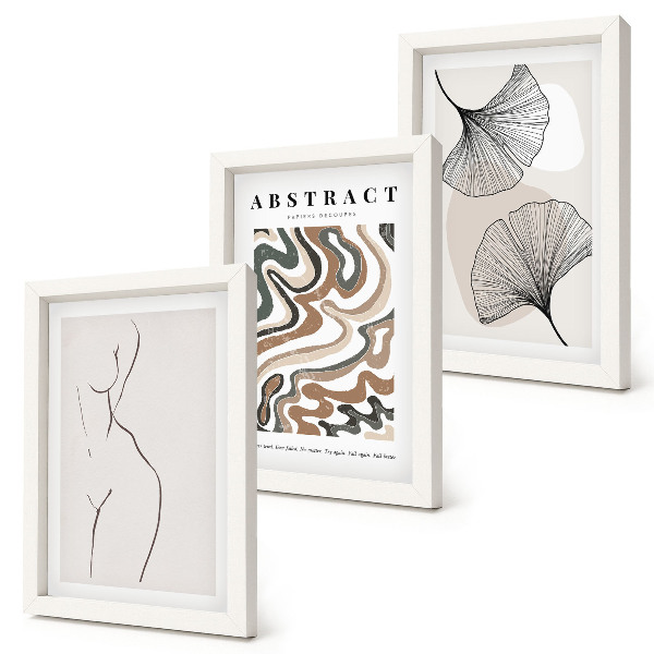 Trittico incorniciato Poster astratto di forme femminili in stile boho
