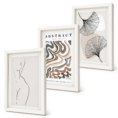 Trittico incorniciato Poster astratto di forme femminili in stile boho