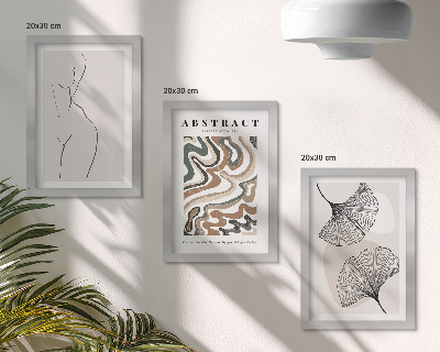 Trittico incorniciato Poster astratto di forme femminili in stile boho