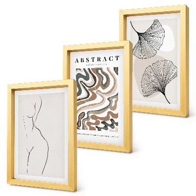 Trittico incorniciato Poster astratto di forme femminili in stile boho