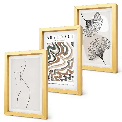 Poster astratto di forme femminili in stile boho trittico incorniciato