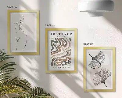 Poster astratto di forme femminili in stile boho trittico incorniciato