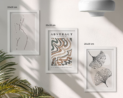 Trittico incorniciato Poster astratto di forme femminili in stile boho