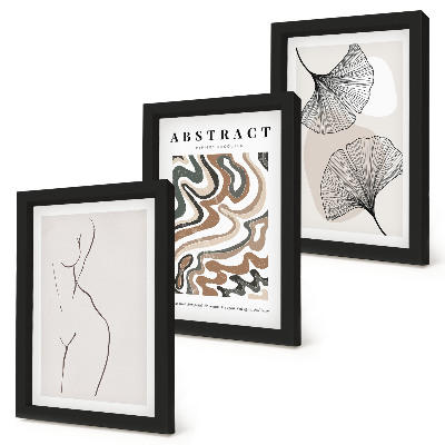 Trittico incorniciato Poster astratto di forme femminili in stile boho
