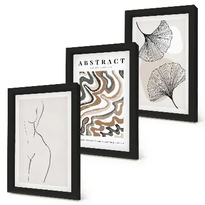 Poster astratto di forme femminili in stile boho trittico incorniciato