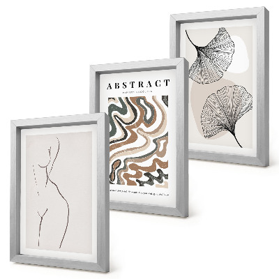 Trittico incorniciato Poster astratto di forme femminili in stile boho