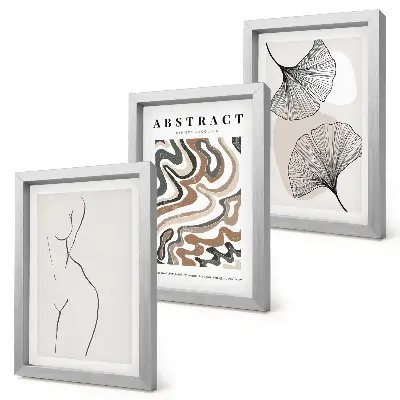 Poster astratto di forme femminili in stile boho trittico incorniciato