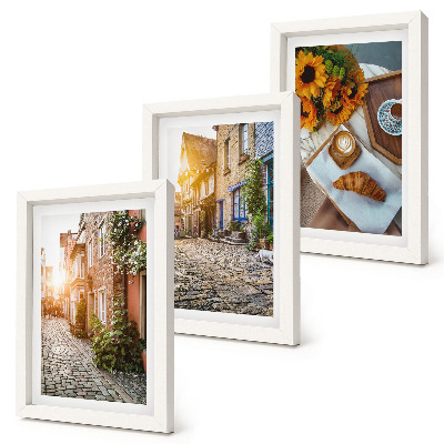 Trittico incorniciato Strade incantevoli con caffè e girasoli