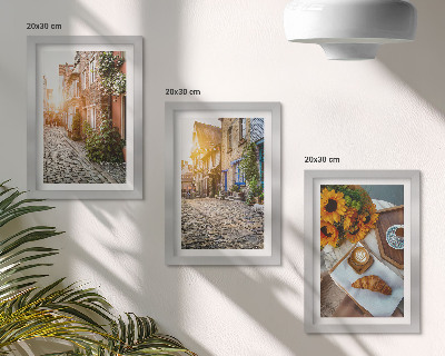 Trittico incorniciato Strade incantevoli con caffè e girasoli