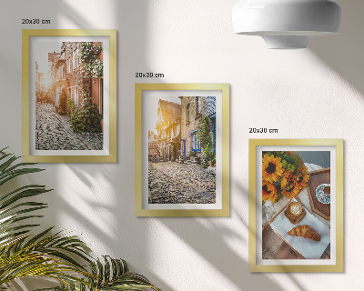 Trittico incorniciato Strade incantevoli con caffè e girasoli