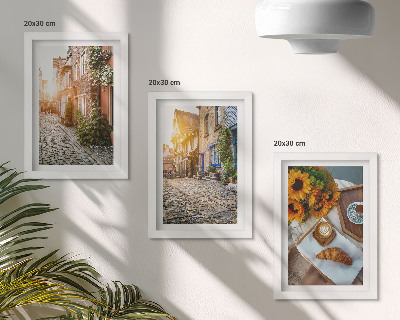 Trittico incorniciato Strade incantevoli con caffè e girasoli