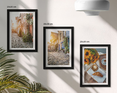 Trittico incorniciato Strade incantevoli con caffè e girasoli