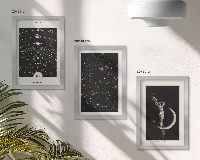 Trittico incorniciato galassie del sistema solare, notte, figura sulla luna