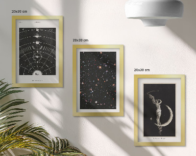 Trittico incorniciato galassie del sistema solare, notte, figura sulla luna