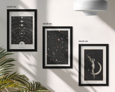 Trittico incorniciato galassie del sistema solare, notte, figura sulla luna