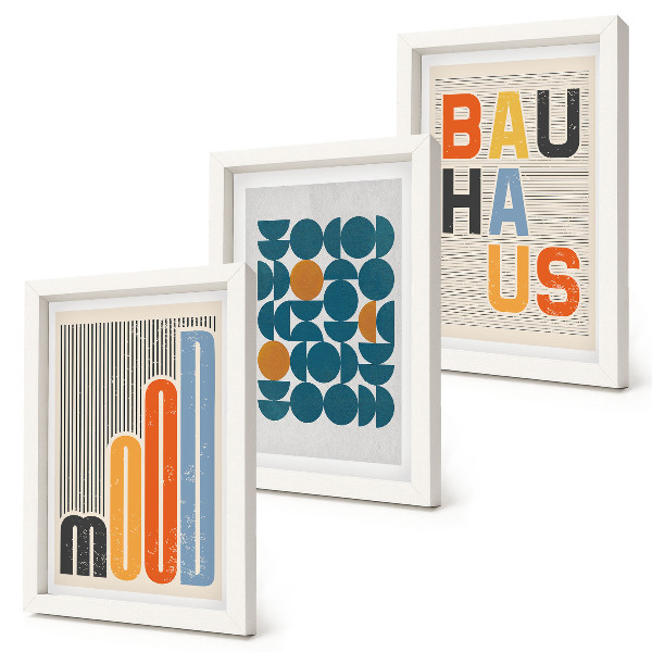 Trittico incorniciato Poster con motivi geometrici in stile Bauhaus