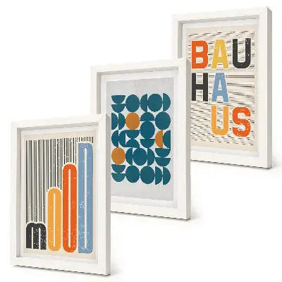 Trittico incorniciato con motivi geometrici in stile Bauhaus
