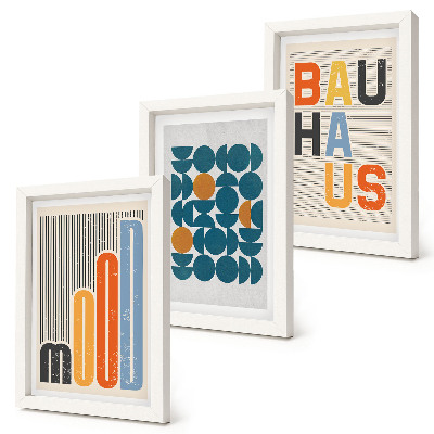 Trittico incorniciato Poster con motivi geometrici in stile Bauhaus