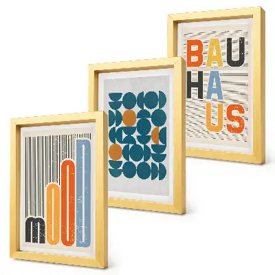 Trittico incorniciato con motivi geometrici in stile Bauhaus