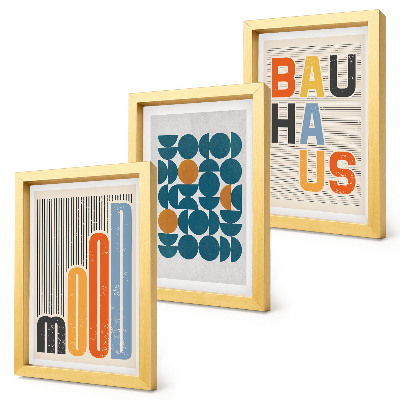 Trittico incorniciato Poster con motivi geometrici in stile Bauhaus