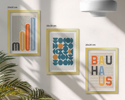 Trittico incorniciato Poster con motivi geometrici in stile Bauhaus