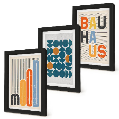 Trittico incorniciato Poster con motivi geometrici in stile Bauhaus