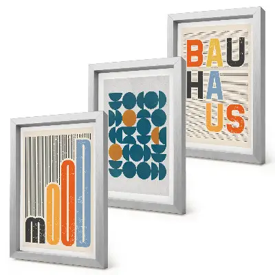 Trittico incorniciato con motivi geometrici in stile Bauhaus