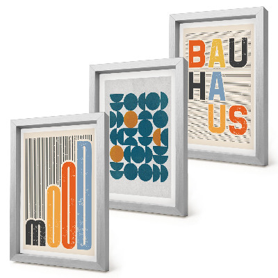 Trittico incorniciato Poster con motivi geometrici in stile Bauhaus