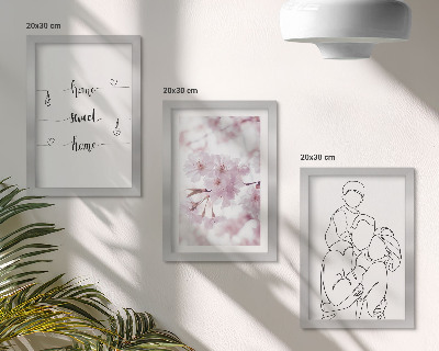 Composizione di 3 quadri Fiori e famiglia in un design minimalista