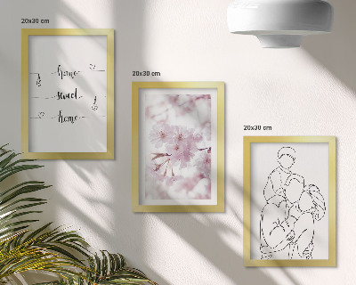 Composizione di 3 quadri Fiori e famiglia in un design minimalista