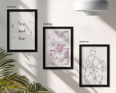 Composizione di 3 quadri Fiori e famiglia in un design minimalista