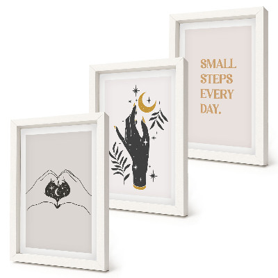 Composizione di 3 quadri Illustrazioni minimaliste che ispirano un testo boho
