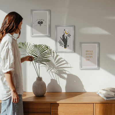 Composizione di 3 quadri Illustrazioni minimaliste che ispirano un testo boho