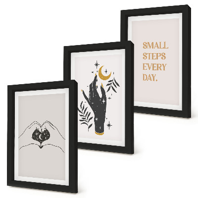 Composizione di 3 quadri Illustrazioni minimaliste che ispirano un testo boho