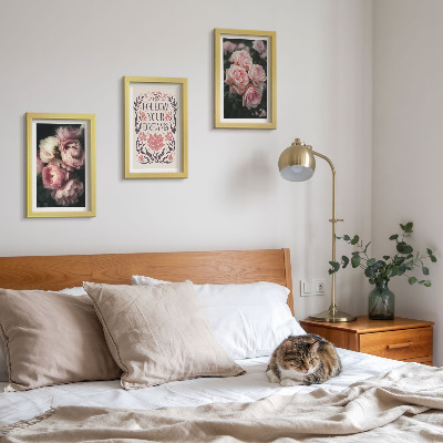 Composizione di 3 quadri Rose vintage con la scritta sui sogni
