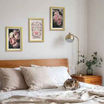 Set di 3 quadri rose vintage con scritta sui sogni
