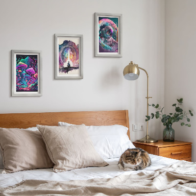 Trittico incorniciato Illustrazioni colorate in stile fantasy