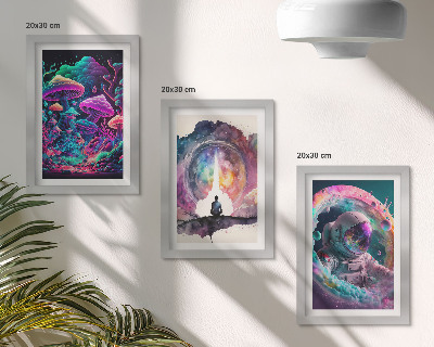 Trittico incorniciato Illustrazioni colorate in stile fantasy