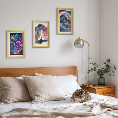 Trittico incorniciato Illustrazioni colorate in stile fantasy