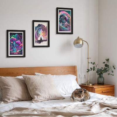 Trittico incorniciato Illustrazioni colorate in stile fantasy