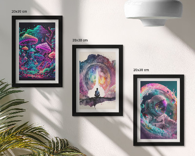Trittico incorniciato Illustrazioni colorate in stile fantasy