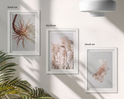 Trittico incorniciato Fiori ed erbe su uno sfondo chiaro in un insieme armonioso